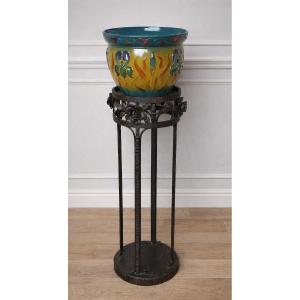 Art Deco Wrought Iron Side Table (console/column)