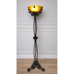 Muller Frères Lunéville Art Deco Wrought Iron Floor Lamp (nancy School, Daum, Gallé)