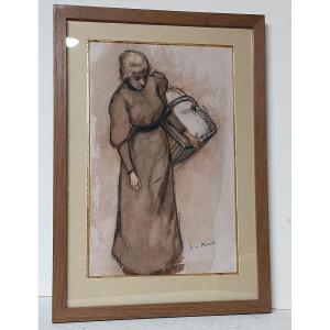 René Xavier François Prinet (1861-1946) Ink Charcoal Ink Wash