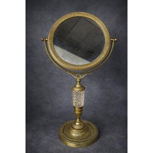 Bronze And Cut Crystal Cheval Mirror – Early 19th Century (dressing Table With Hand-facing Mirror)