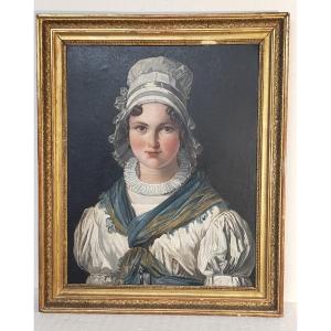 Portrait Of A Young Woman – Oil On Panel – Empire Period