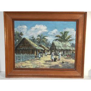Ambroise Rakoto (20th Century) – Malagasy Village Scene (madagascar Ratova Ramanda...)