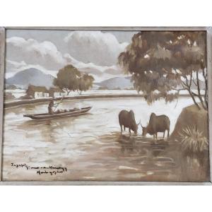 Ramanankamonjy (1898-1984) Animated Landscape, Madagascar (ramanda Ratova..)