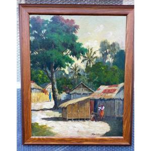 Jean Rambinintsoa 1899/1986 – Village In Madagascar – (malagasy Ratovo Ramanda)