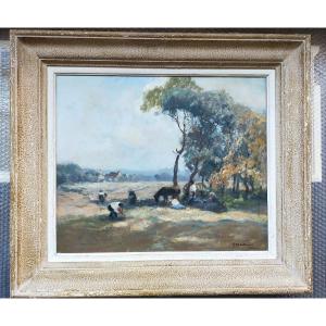 Fernand Maillaud Scène De Vie Paysanne Dans Le Berry - école De Crozant 