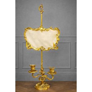 Gilt Bronze Screen Lamp - Louis XV Style (lampe Bouillotte )