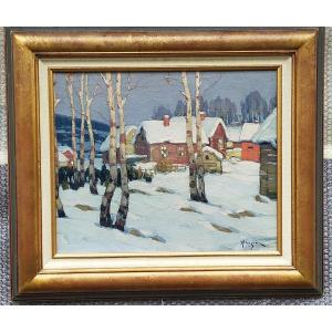 Ohannès Alhazian (1881-1958) Snowy Landscape With Birch Trees ( Armenia Norway Finland)