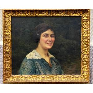 Ernest Châteignon (1863- 1910) - Portrait Of A Young Woman (art Nouveau Art Deco)