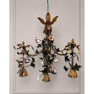 Porcelain And Bronze Flower Chandelier In The Louis XVI Style (meissen )