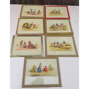 7 Watercolors By Gilbert Rakoto Madagascar ( Ratova Ramanda Ramanankamonjy...)