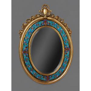 Gilt Bronze And Cloisonné Enamel Mirror Attributed To Alphonse Giroux