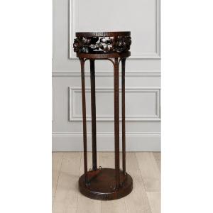 Small Art Deco Pedestal Table, Wrought Iron