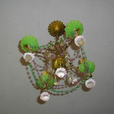 Murano Chandelier Color Opaline Brass Mount