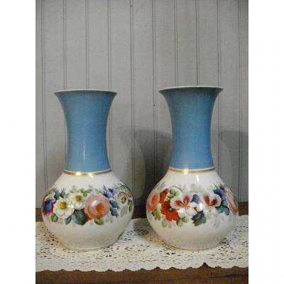 Pair Of Vases Porcelain Paris XIXth