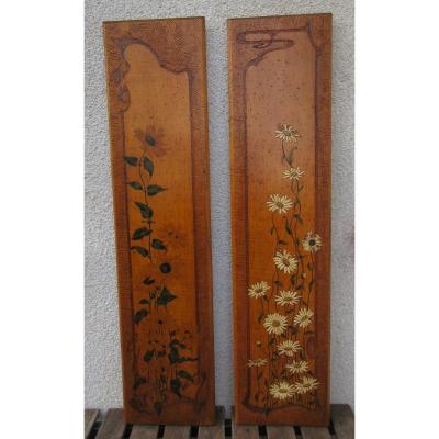 Pair Of Wood Wall Panels Painted Art New Sign Paul Cintract