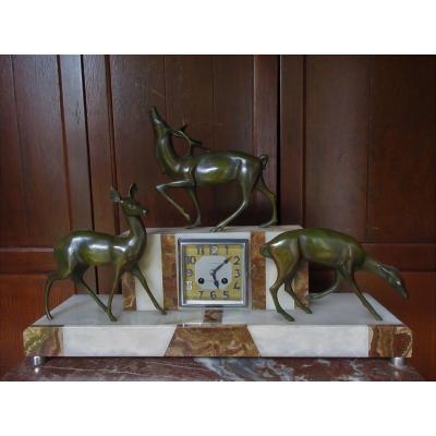 Art Deco Bronze Deco Clock Michel Decoux