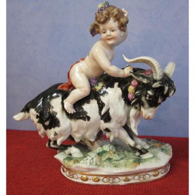 German Porcelain Group The Goat And The Child