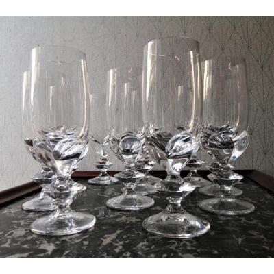 Lalique Crystal Service Champagne Flutes Blois Model