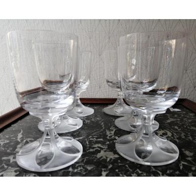 Set Of Six Crystal Water Glasses From Lalique Valençay Model