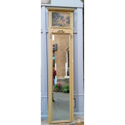 Large Woodwork Trumeau Mirror 2m50 Decor Of Louis XVI Angels