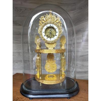 Gilt Bronze Skeleton Clock With Caryatids And Swans