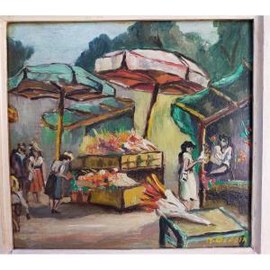 Market Scene In Provence Michel Bepoix