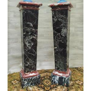 Pair Of Louis XIV Marble Sheaths (columns, Saddles)