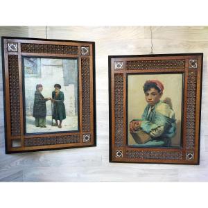 Nicolas Forcella Two Oriental Paintings (egypt, Cairo)