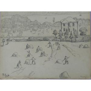 Gaston Balande Gathering Hay In Baveno Northern Italy