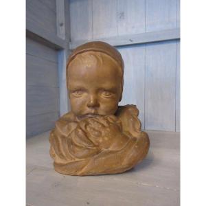 Child's Bust In Terracotta Signature Identified