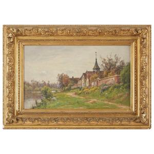 Jacques Adrien Sauzay (1841-1928) ‘’the Seine River At Porte-joie’’