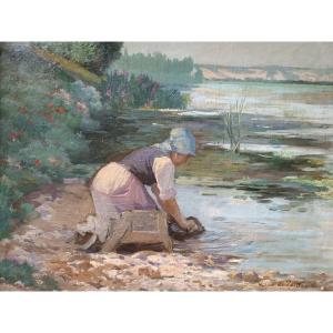Louis Le Poittevin (1847-1909) ''washerwomen On The Banks Of The Seine''