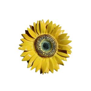Majolica - ''sunflower'' Wall Sconce Bouquetière In Slip By Delphin Massier