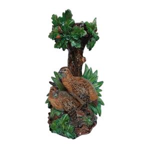Majolica - Hugo Lonitz Planter Table Stand With Partridges, Oak Tree (circa 1880)
