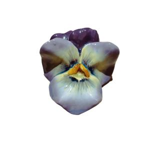 Majolica - "pansy" Wall Pocket By Delphin Massier