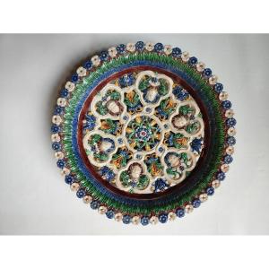 Follower Of Bernard Palissy, “earthenware Pierced Footed Dish” By Georges Pull (1810-1889)
