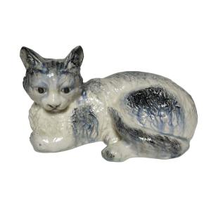 Majolica - Cat Signed Delphin Massier (1836-1907)