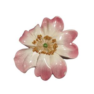 Majolica - ''dog Rose'' Wall Pocket By Delphin Massier (1836 - 1907) Vallauris