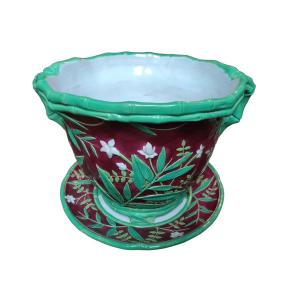 Majolica - ‘’bamboo’’ Minton Cache-pot (dated 1861)