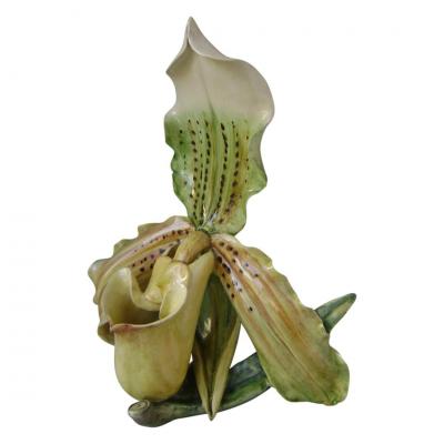 Extremely Rare French Majolica ‘’orchid’’ Signed Delphin Massier
