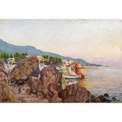 Louis Gaidan (1847-1925) `` Les Falaises De Carqueiranne''