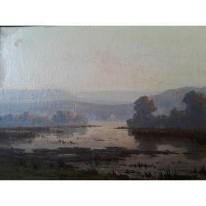 Joseph-rené Verdier (1819 - 1904) ?’landscape At The Edge Of The Pond’’