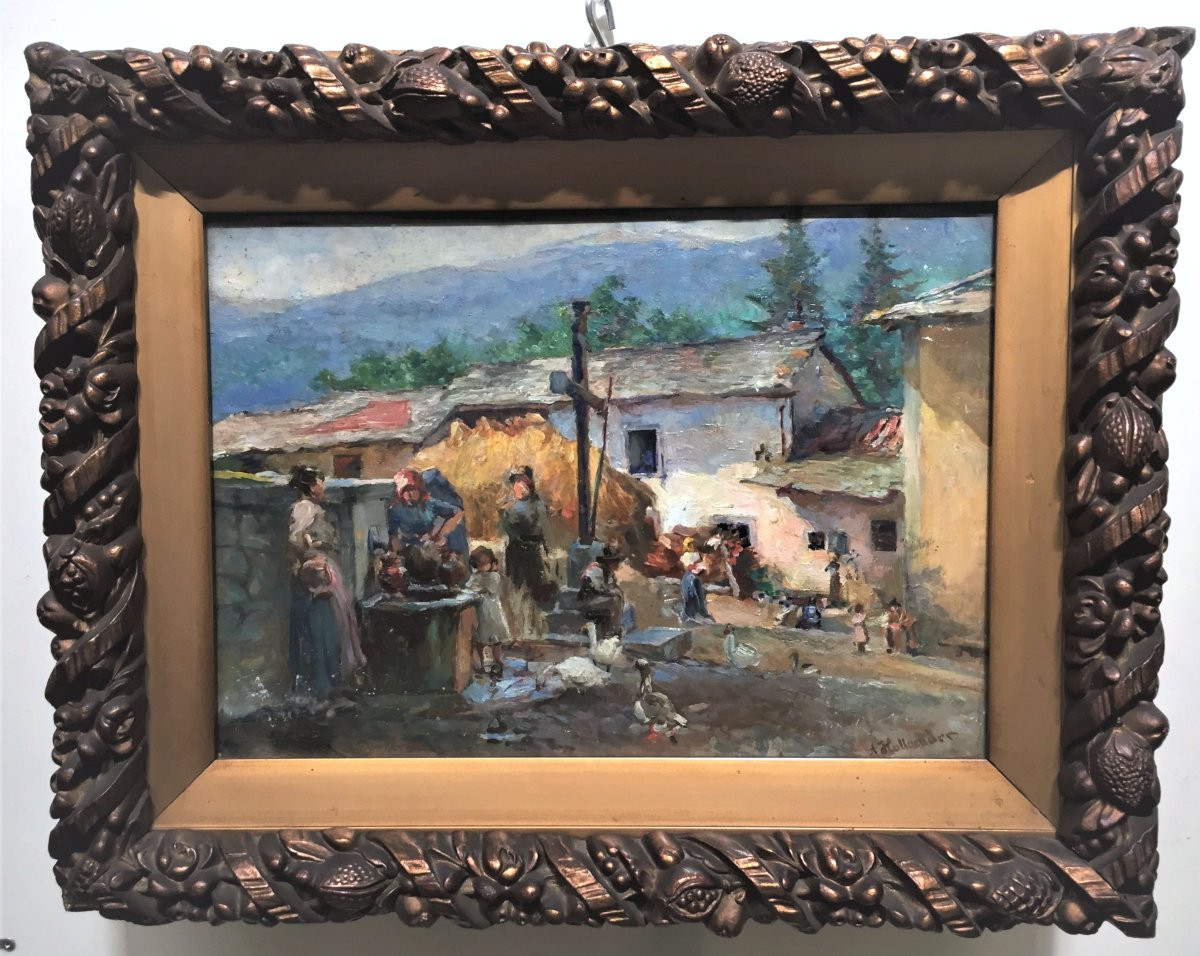ALFONSO HOLLAENDER, OLIO SU TAVOLA 1913 -photo-2