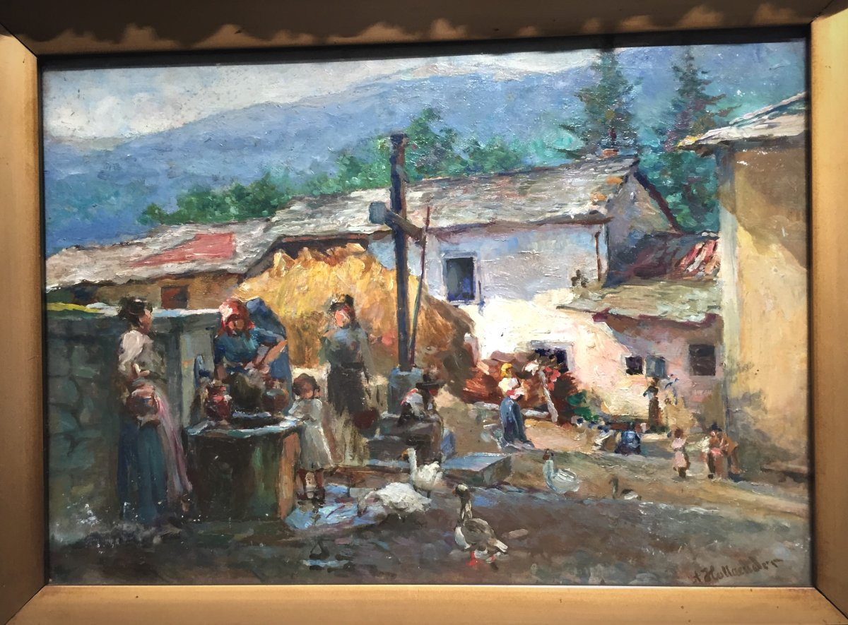 ALFONSO HOLLAENDER, OLIO SU TAVOLA 1913 -photo-3