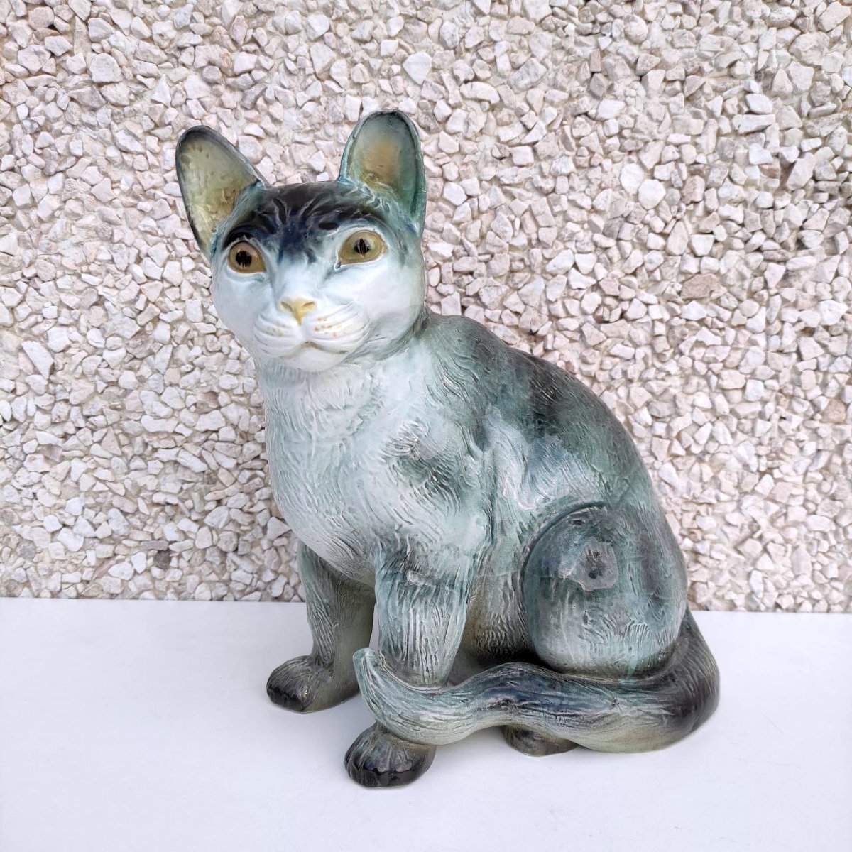 SCULTURA DI GATTO FERMAPORTA, SOCIETA' CERAMICA RICHARD FINE '800-photo-2