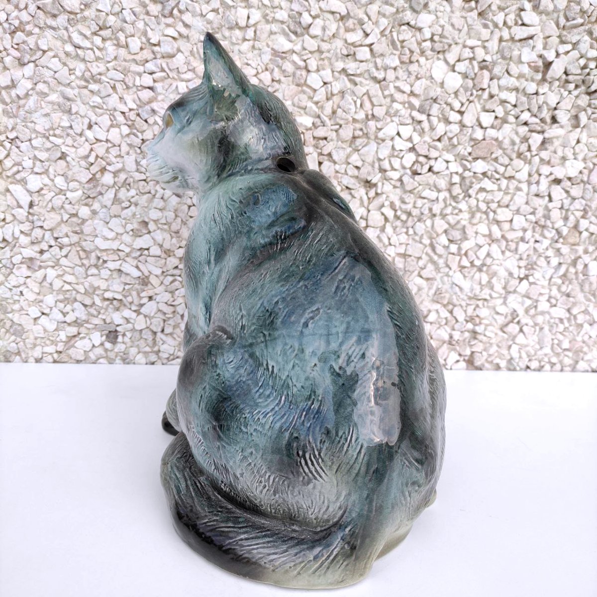 SCULTURA DI GATTO FERMAPORTA, SOCIETA' CERAMICA RICHARD FINE '800-photo-3
