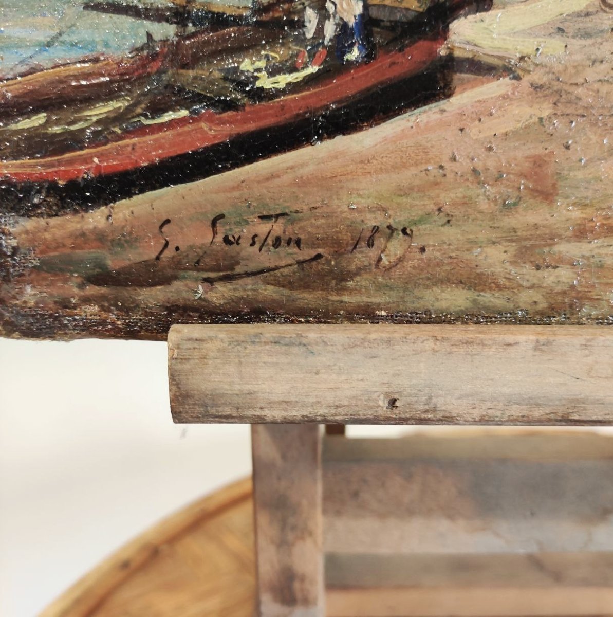OLIO SU TELA 'VEDUTA DELLA SENNA', FIRMA G. GASTON 1879-photo-1