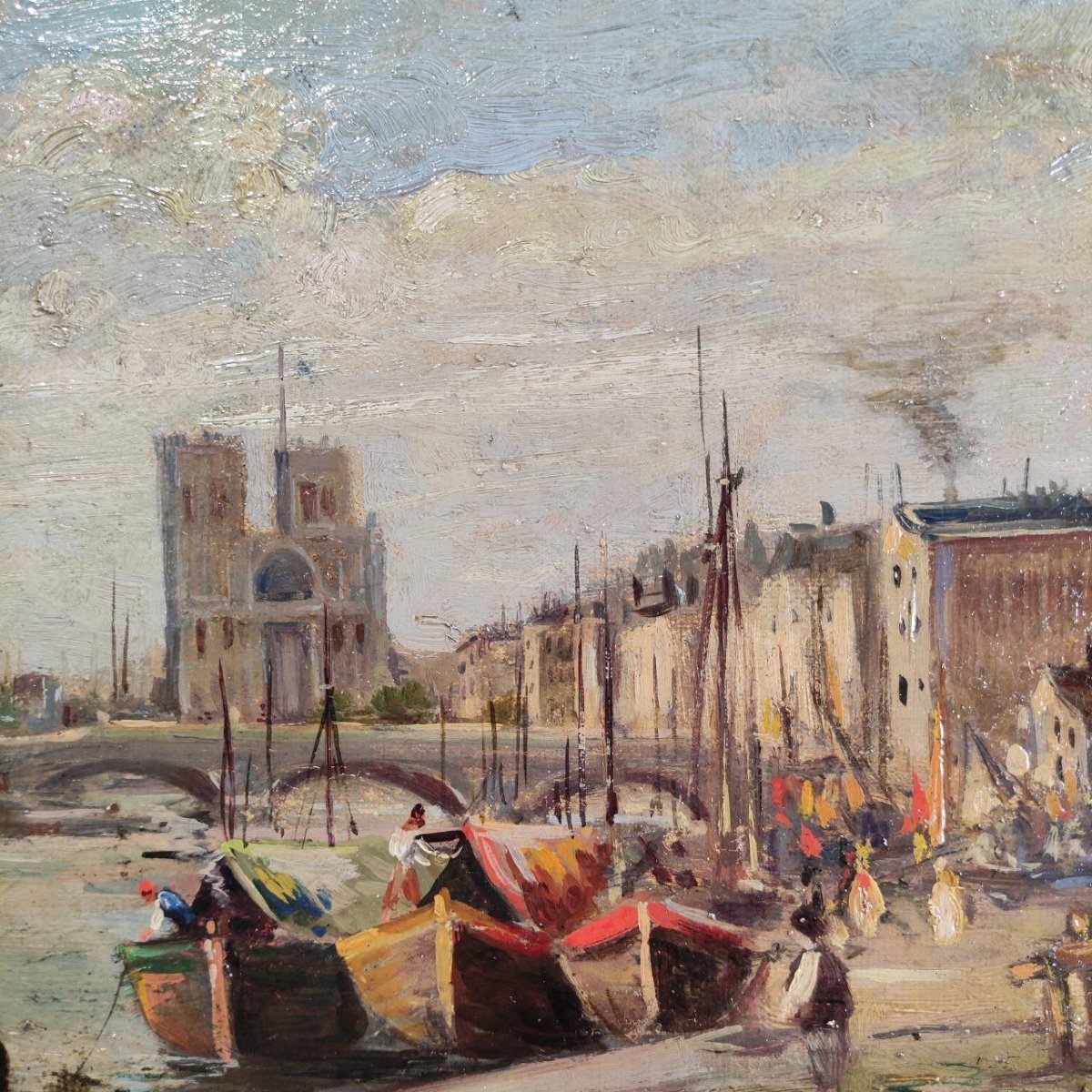 OLIO SU TELA 'VEDUTA DELLA SENNA', FIRMA G. GASTON 1879-photo-4