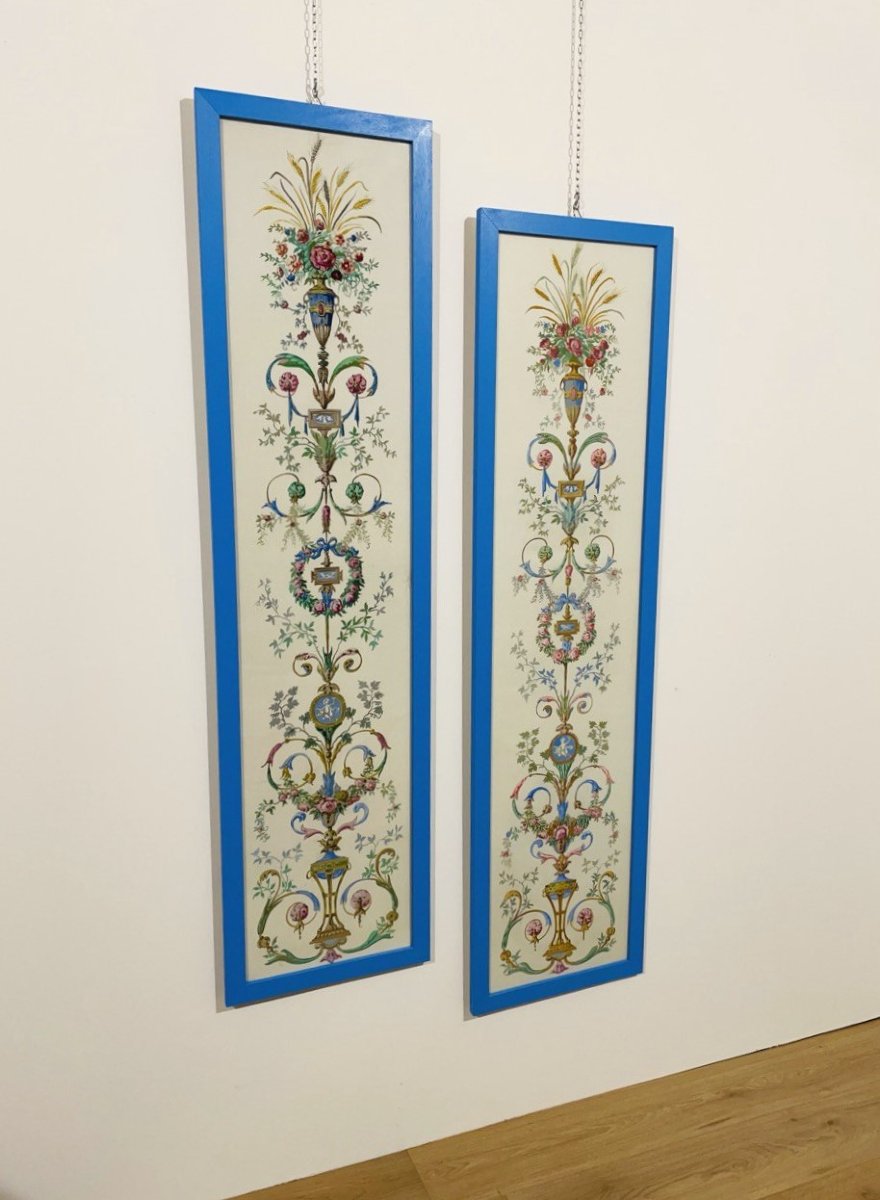 COPPIA DI QUADRI DECORATIVI DIPINTI A MANO, ANNI '50-photo-3
