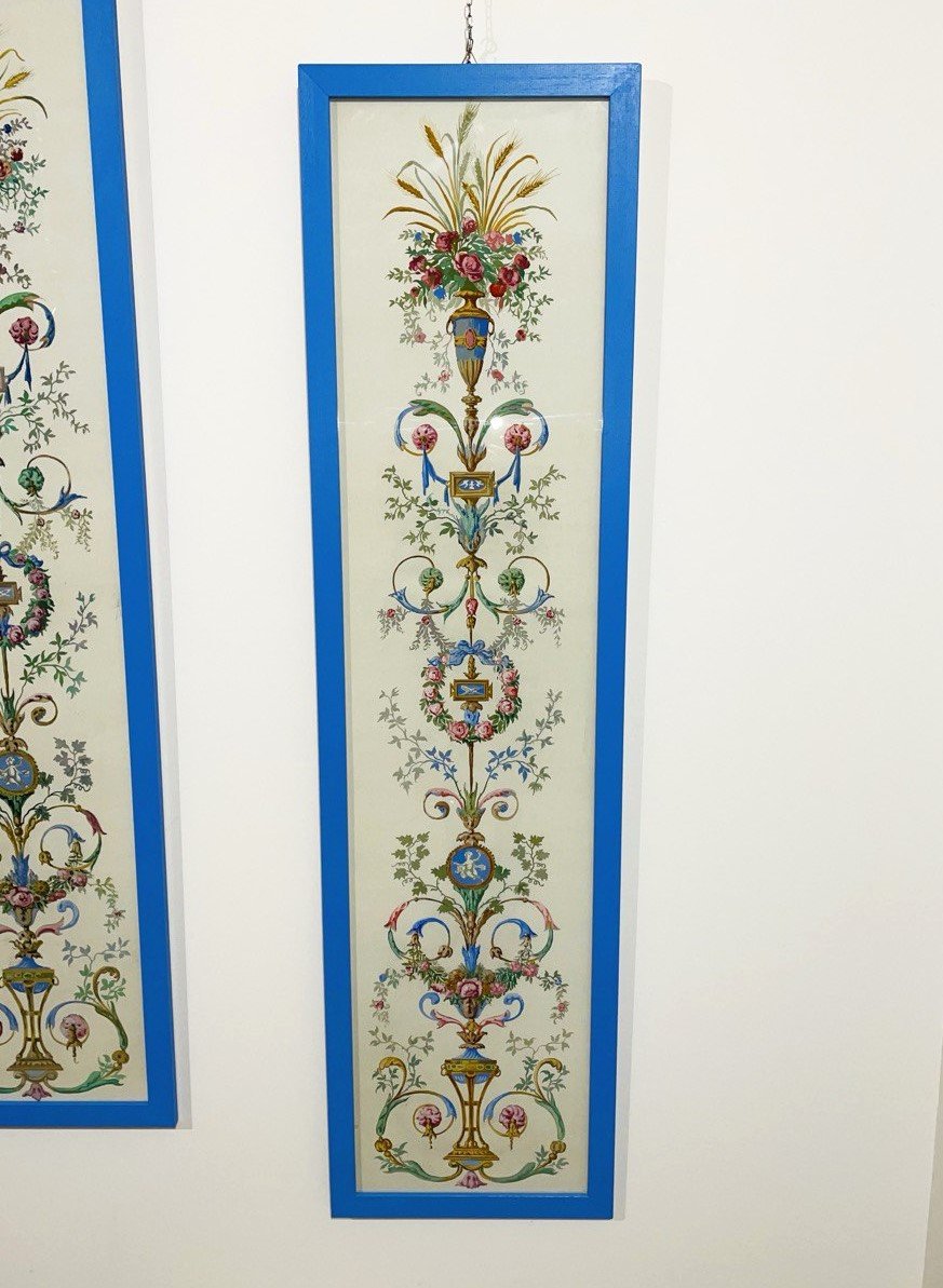 COPPIA DI QUADRI DECORATIVI DIPINTI A MANO, ANNI '50-photo-4